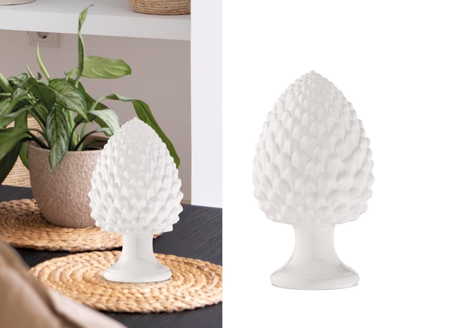 Pigna en céramique blanche bibelot sicilien idée cadeau maison H25cm