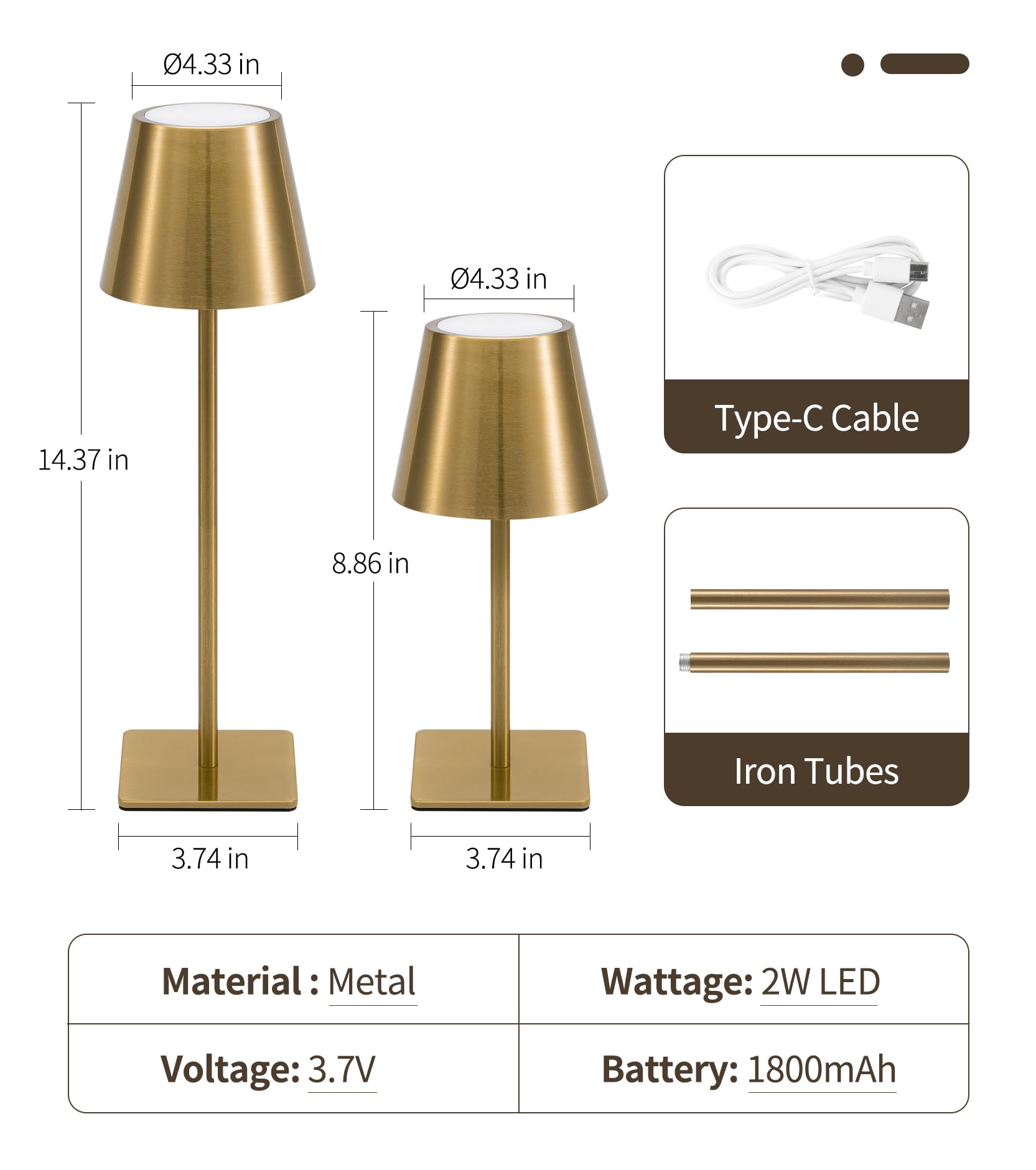 UME Confezione da 3 lampade da tavolo senza fili, funzionamento a batteria, lampada da tavolo portatile impermeabile ricaricabile con 3 temperature di colore e regolazione continua per cene, scrivania