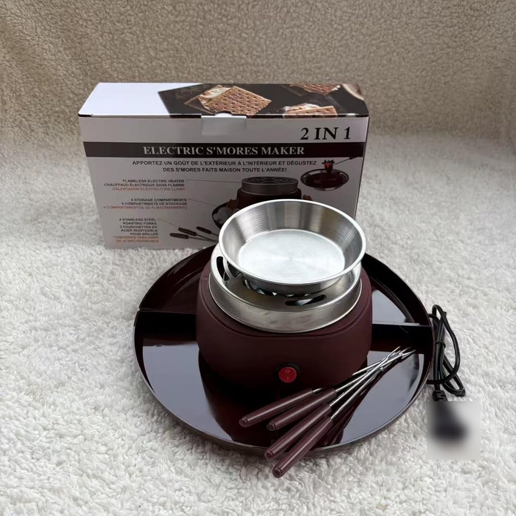 Máquina para hacer s'mores con enchufe europeo, gran capacidad, ideal para fiestas y celebraciones. Asadora eléctrica portátil de malvaviscos para