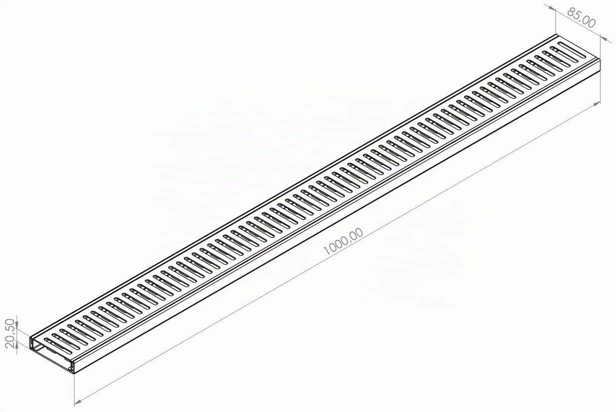 Entwässerungsrinne Terrassenrinne Rinne DRAINRINNE 1000mm aus Edelstahl u.Aluminium Regenrinne Fassadenrinne extra flach