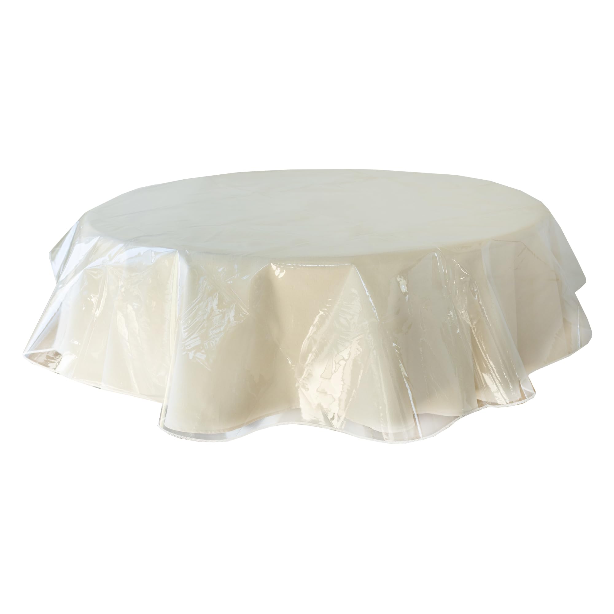 Heavy Duty Clear Plastic Tablecloth Protector, 100% Waterproof Table Cloth, Oil Spill Proof, Table Cover for Dining Tables, Parties and Holidays (60" Round)