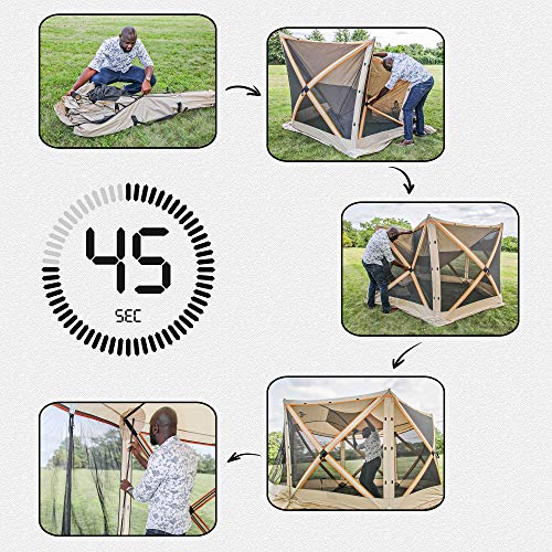 Hike-Crew-6-Panel-Pop-Up-Screen-House-Gazebo-140×140-Inch–Instant-Setup-6-Sided-Hub-Tent-UV-Resistant-SPF-50-Fits-9-People-Heavy-Duty-210D-Material–Includes-Carry-Bag-Ground-Stakes Hike Crew 6 Panel Pop Up Screen House Gazebo 140×140 Inch–Instant Setup 6 Sided Hub Tent UV Resistant SPF 50 Fits 9 People Heavy Duty 210D Material–Includes Carry Bag Ground Stakes