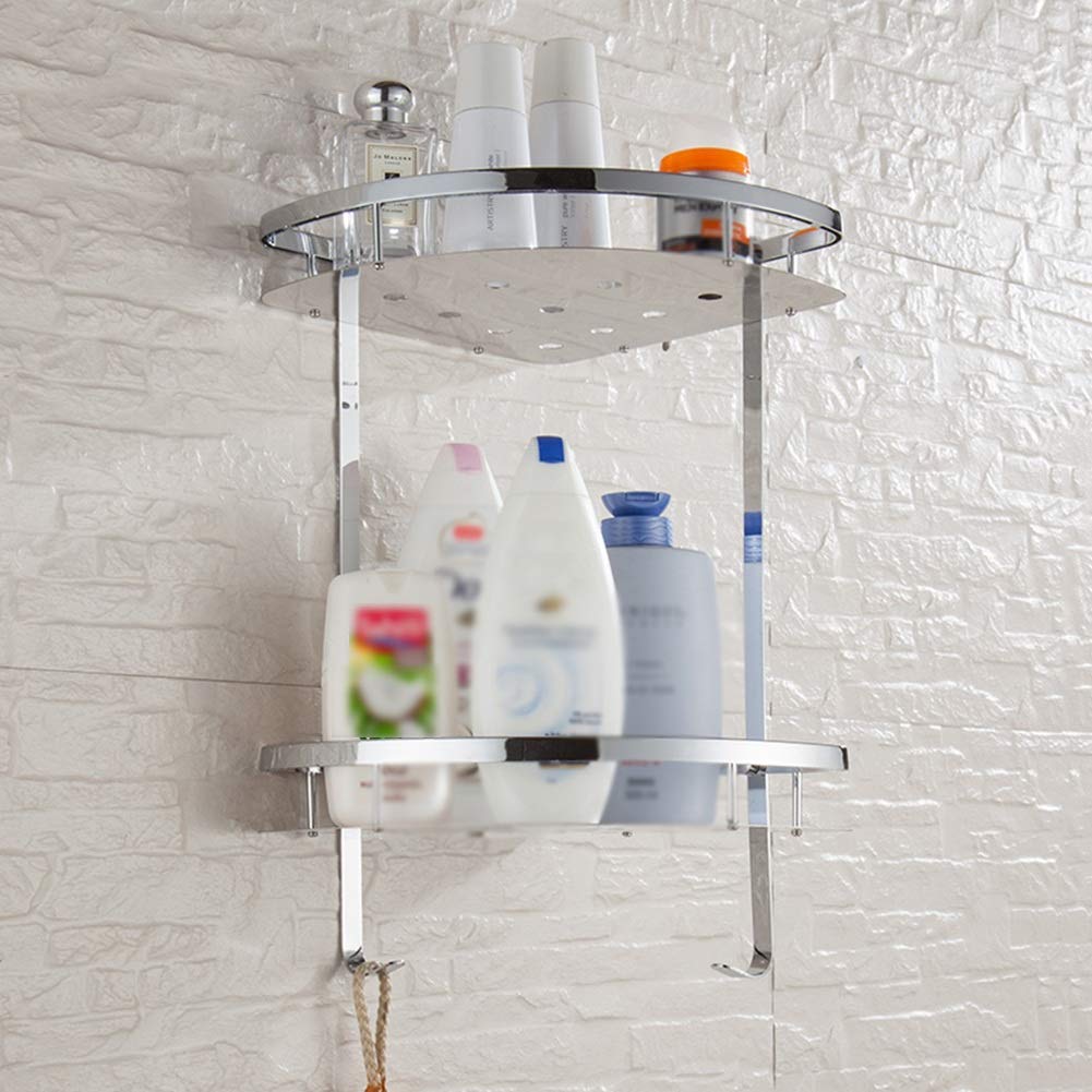 Estantes de baño exquisitos Bastidores de baño, Esquina de Ducha Cesta Triangular de Doble Capa de Acero Inoxidable Herrajes de baño Estante Colgante Estante de Esquina de baño Baño