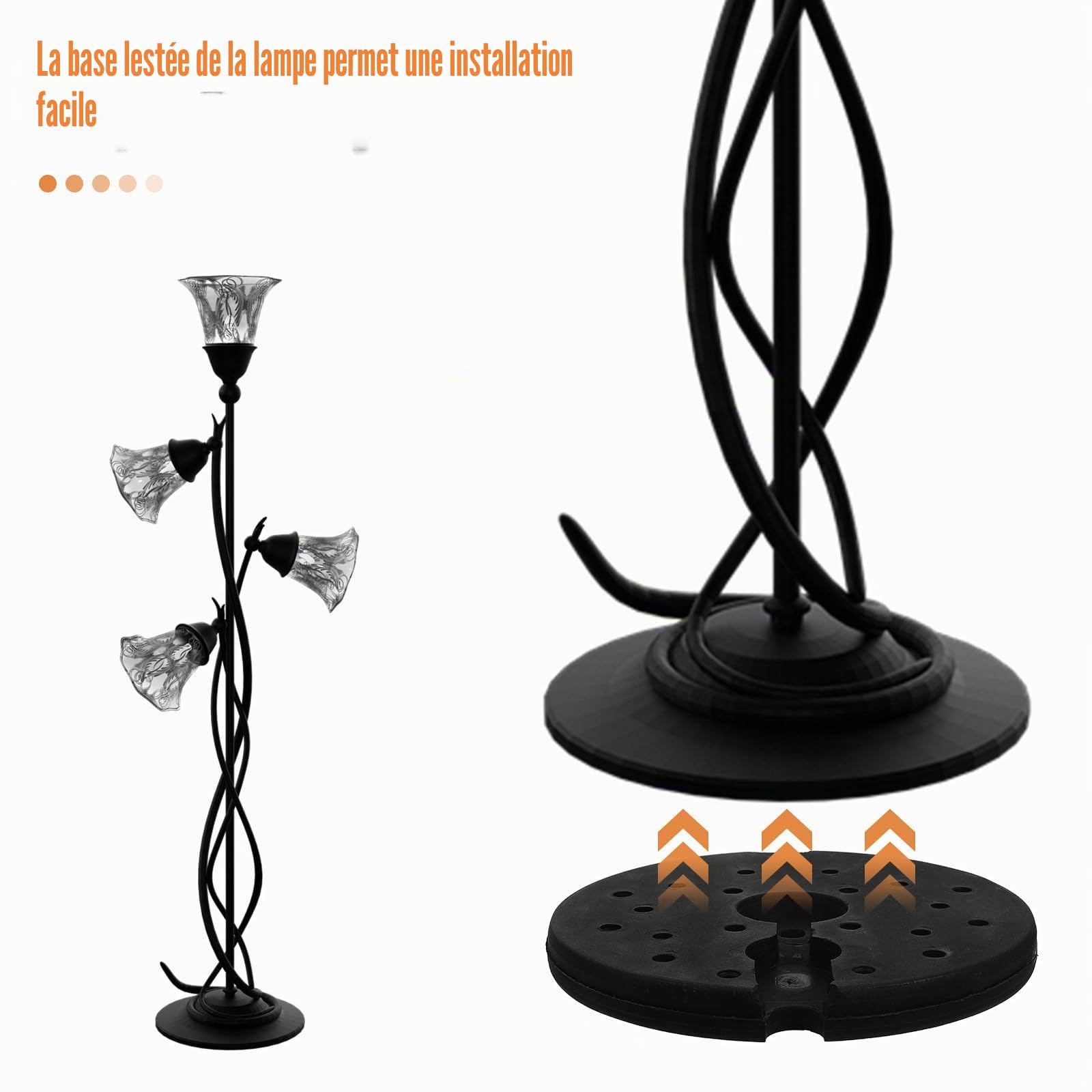 Socle pour Lampe Rond en Plastique Noir pour Lampadaire 240x22 MM