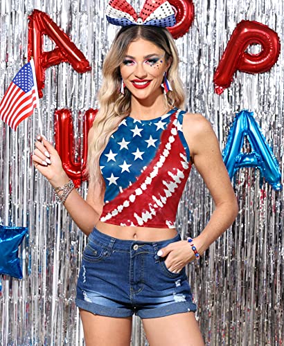 Maisolly Women's 4th of July Sexy American Flag Patriotic Crop Tank Top - Image 4