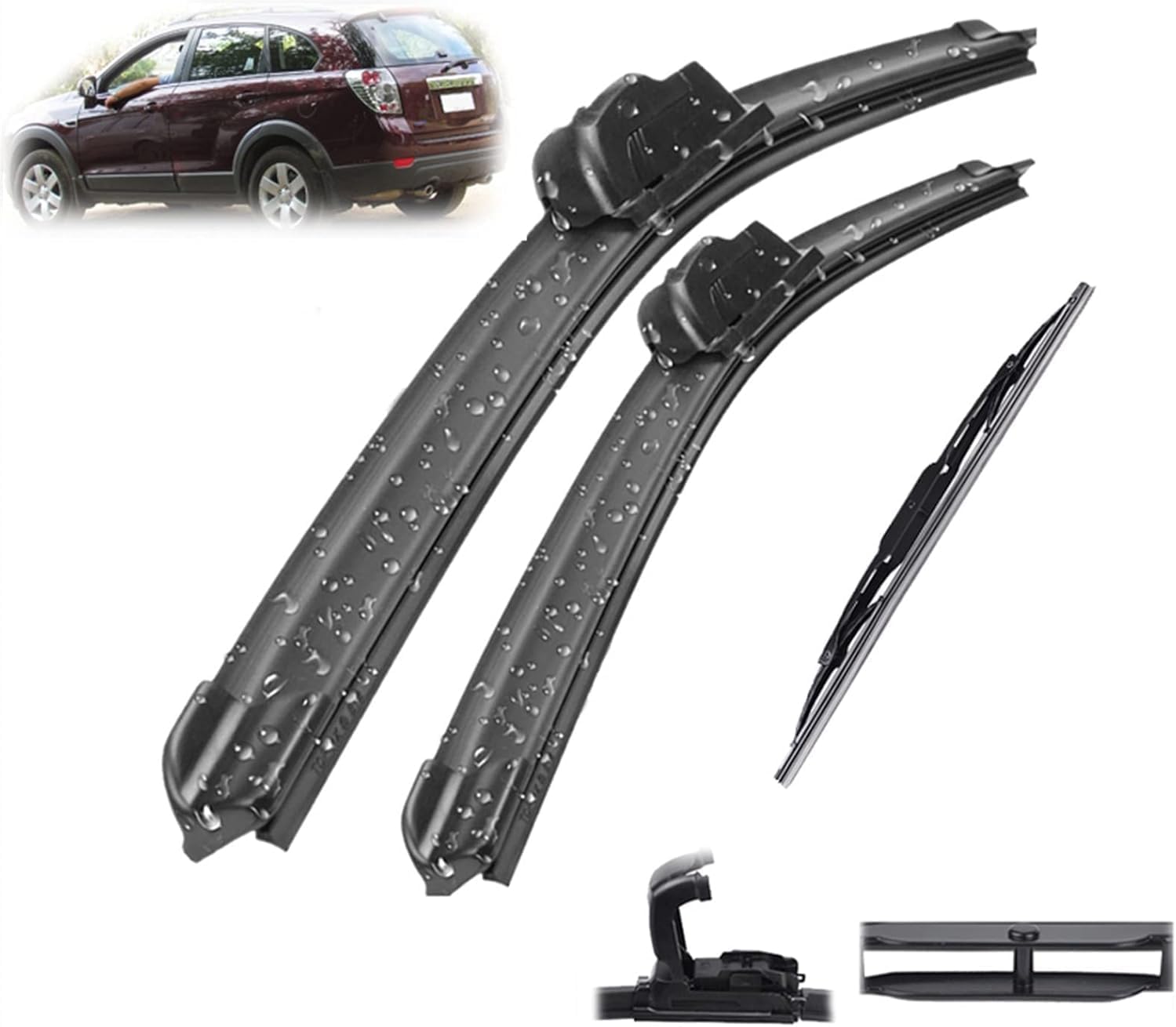 RESKIU Car Front Windshield Wiper Blade Set Replacement for Captiva 2006–2018, All Season Windscreen Wipers Quiet Easy Installation