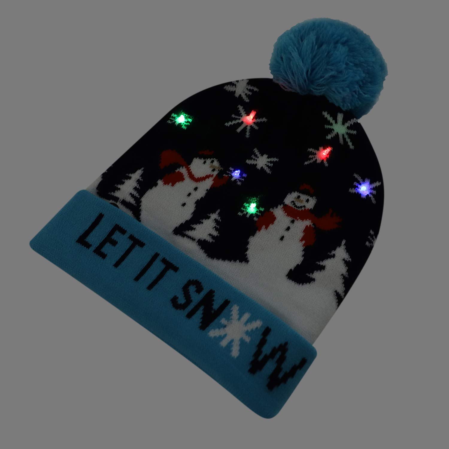 LED Light Up Christmas Beanie Hat With 7 Colorful Flashing Lights - Image 3