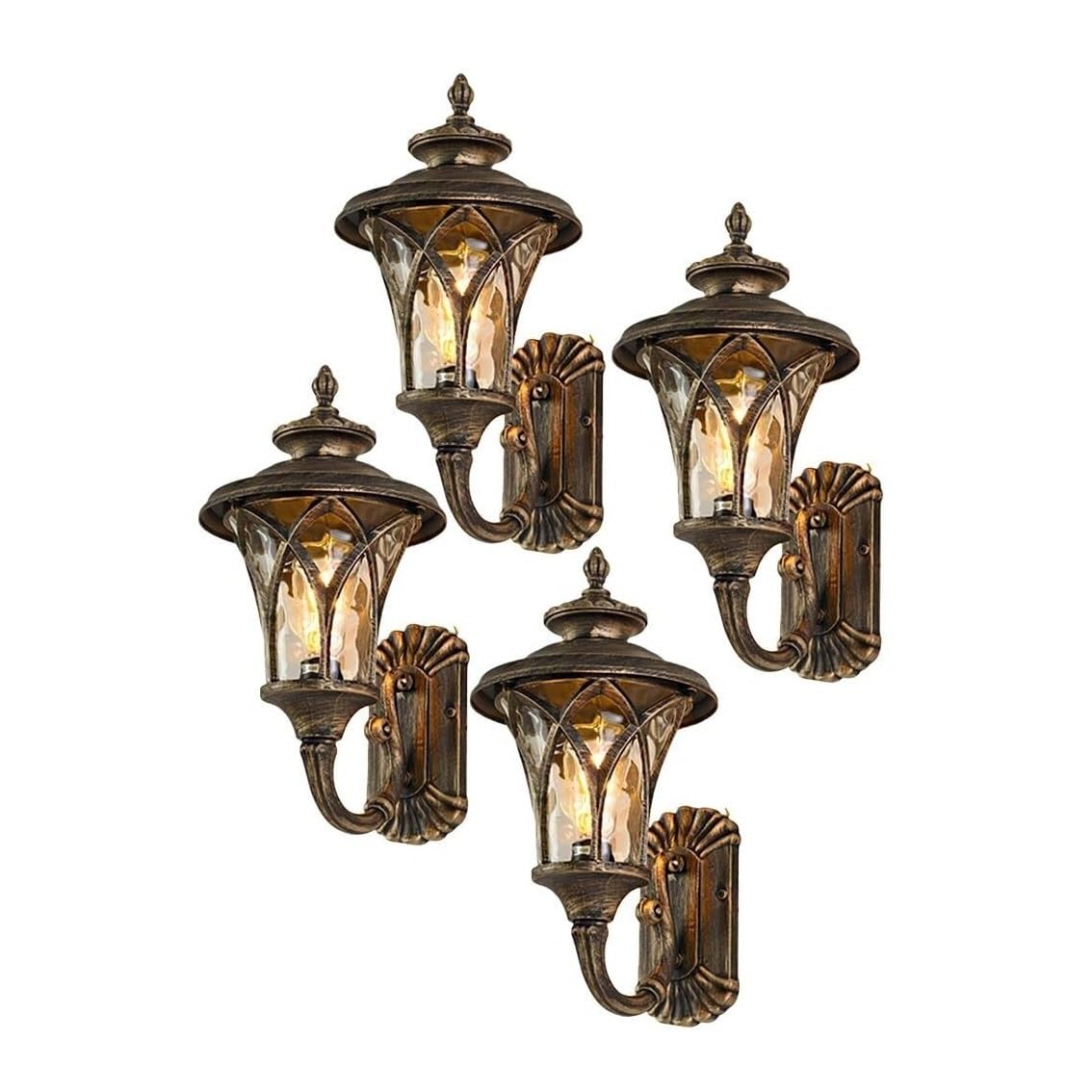 CVdrtyED Outdoor Wall Lights 17.3" Outdoor Wall Lamp Retro Waterproof Sconce Aluminum Light Exterior Glass Lantern for Villa Garden Durable Porch(Bronze,4 Pack)