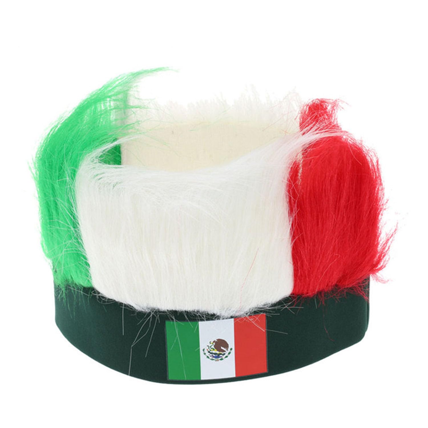 YAZVNTO Mexico Country Flag Wig Headband Football Fan Accessories Curly Party Wig Sports Event Celebration Costume Decoration for Men Women