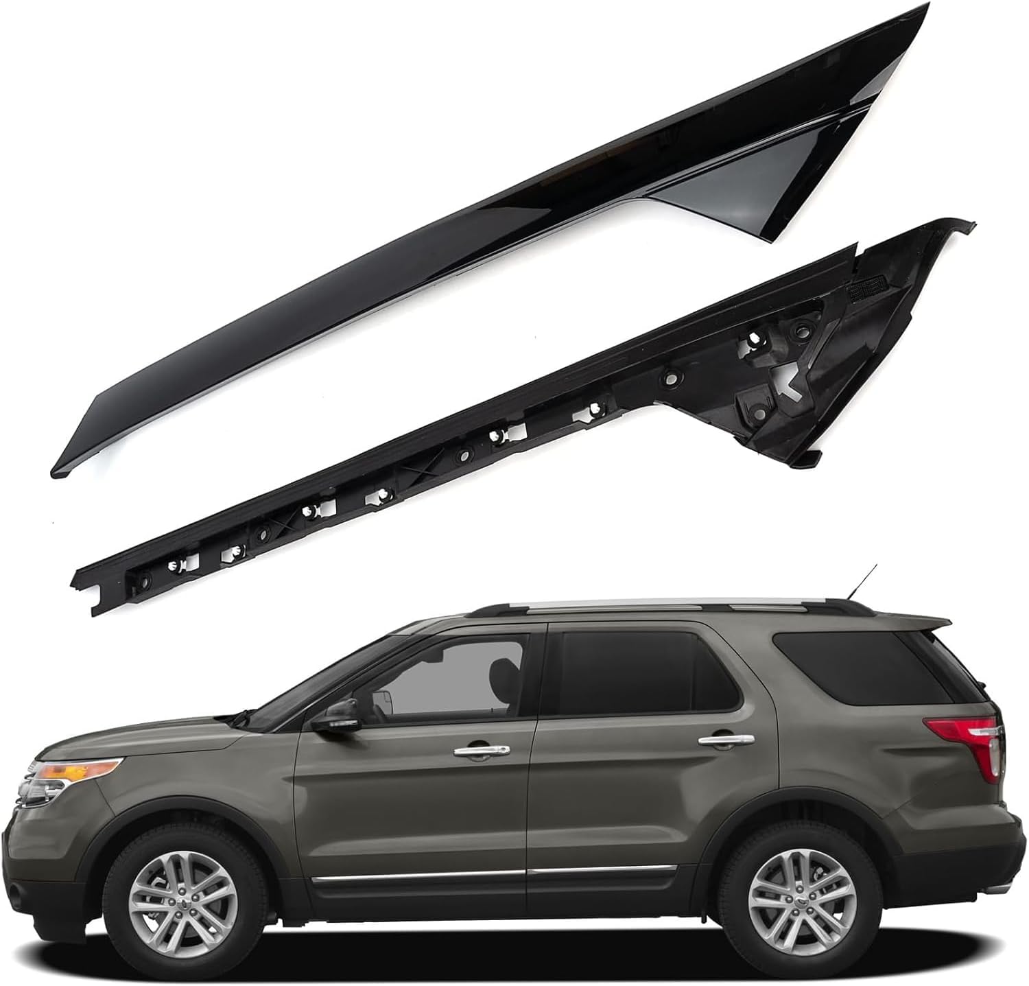 Windshield Trim Molding Right A-Pillar Set, Front Passenger Right Side, 2011-2019 Ford Explorer 4 Door Utility, 926450 926451,Window Trim Moulding BB5Z7803145AA BB5Z7803144AA BB5Z7803137AA