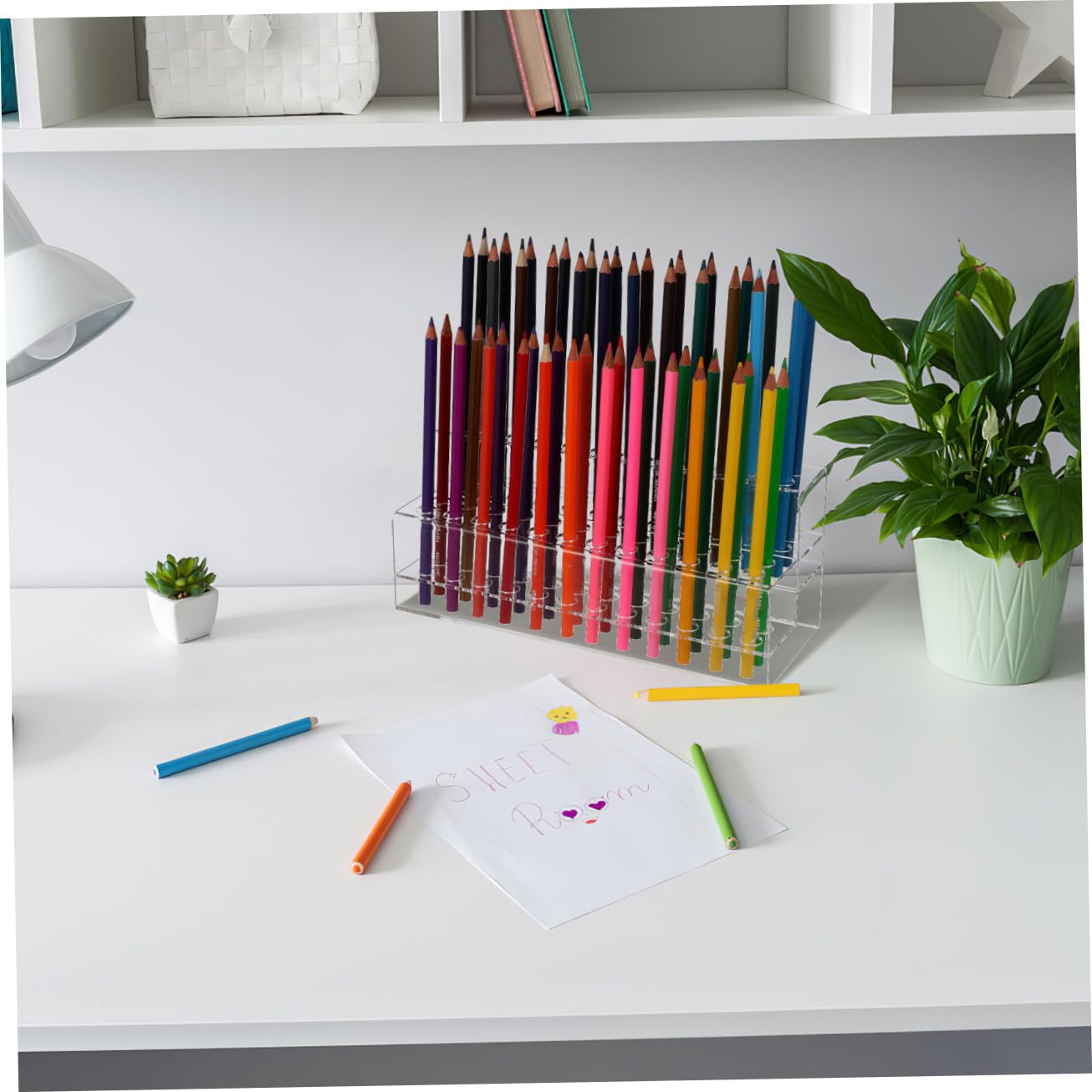 Didiseaon Organizador de Rotuladores de Pintura Estante para Guardar Bolígrafos Diseño Multi Ranura Plástico Estabilidad en Escritorio Uso Hogar Oficina