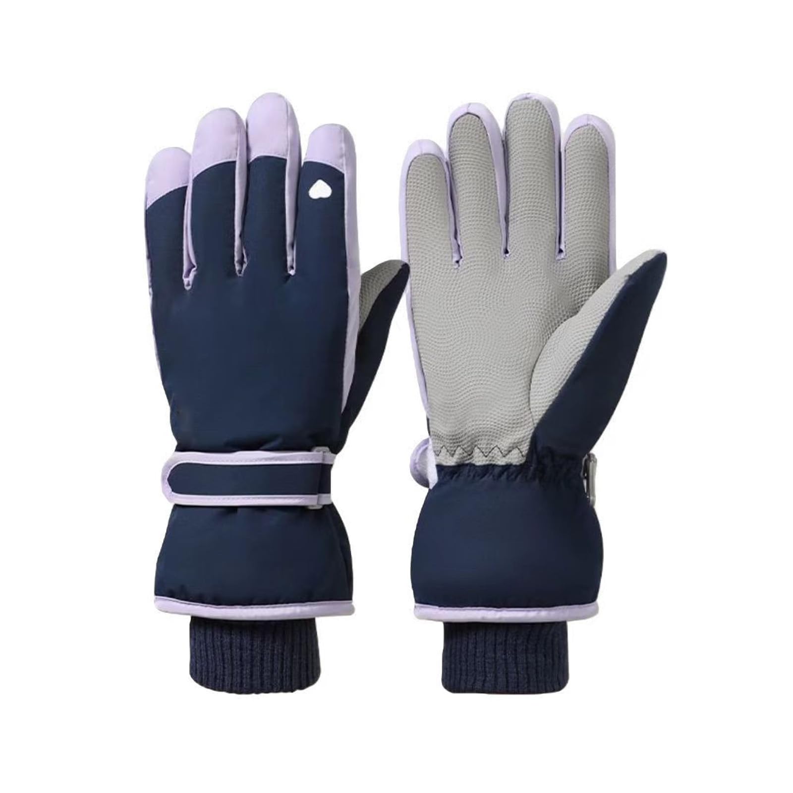 Gants de ski en laine polaire bleue | Taille unique imperméable pour sports d'hiver