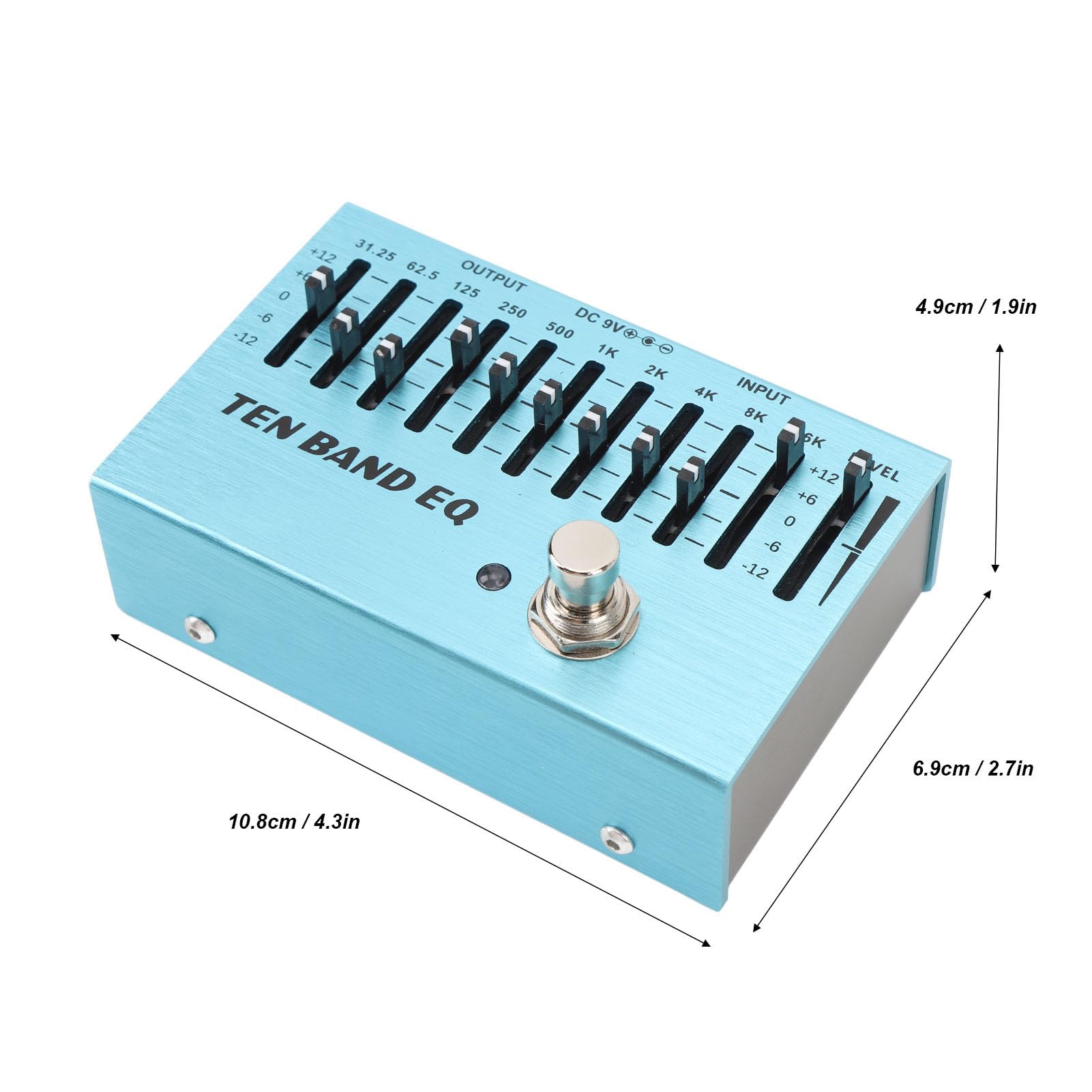 Pedale EQ, EQ True Bypass a 10 Bande DC9V con Luce LED per Chitarra