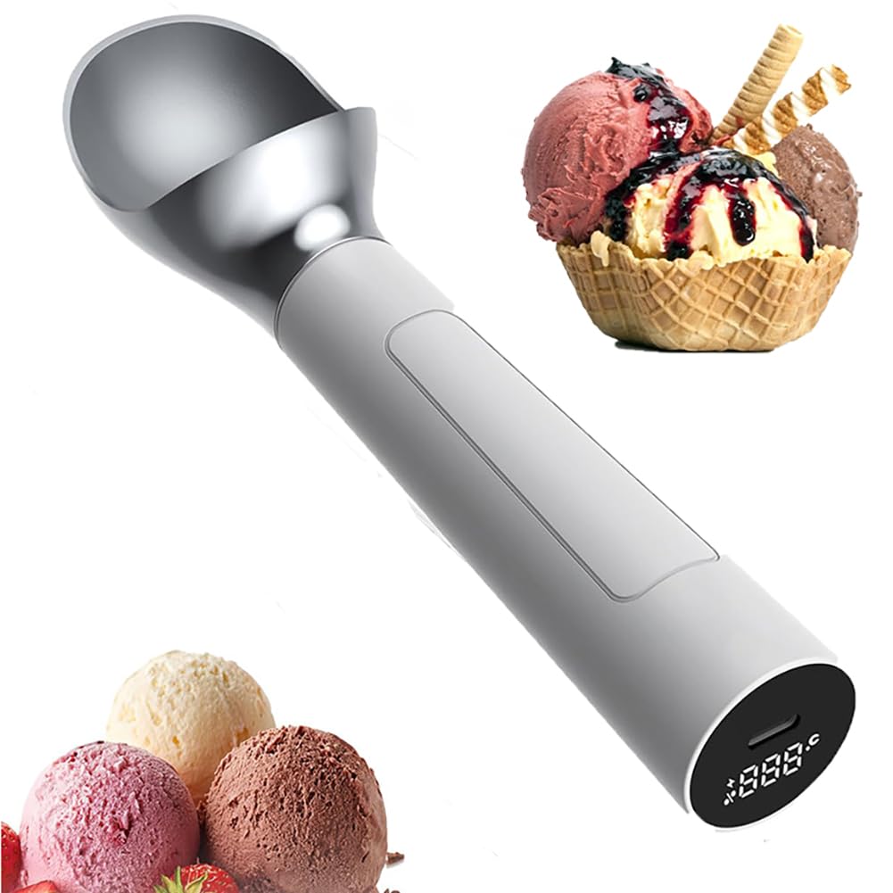 Scooper elettrico termostatico per gelato con temperatura regolabile, design antiaderente e antigelo in metallo per gelato duro e preparazione di alimenti