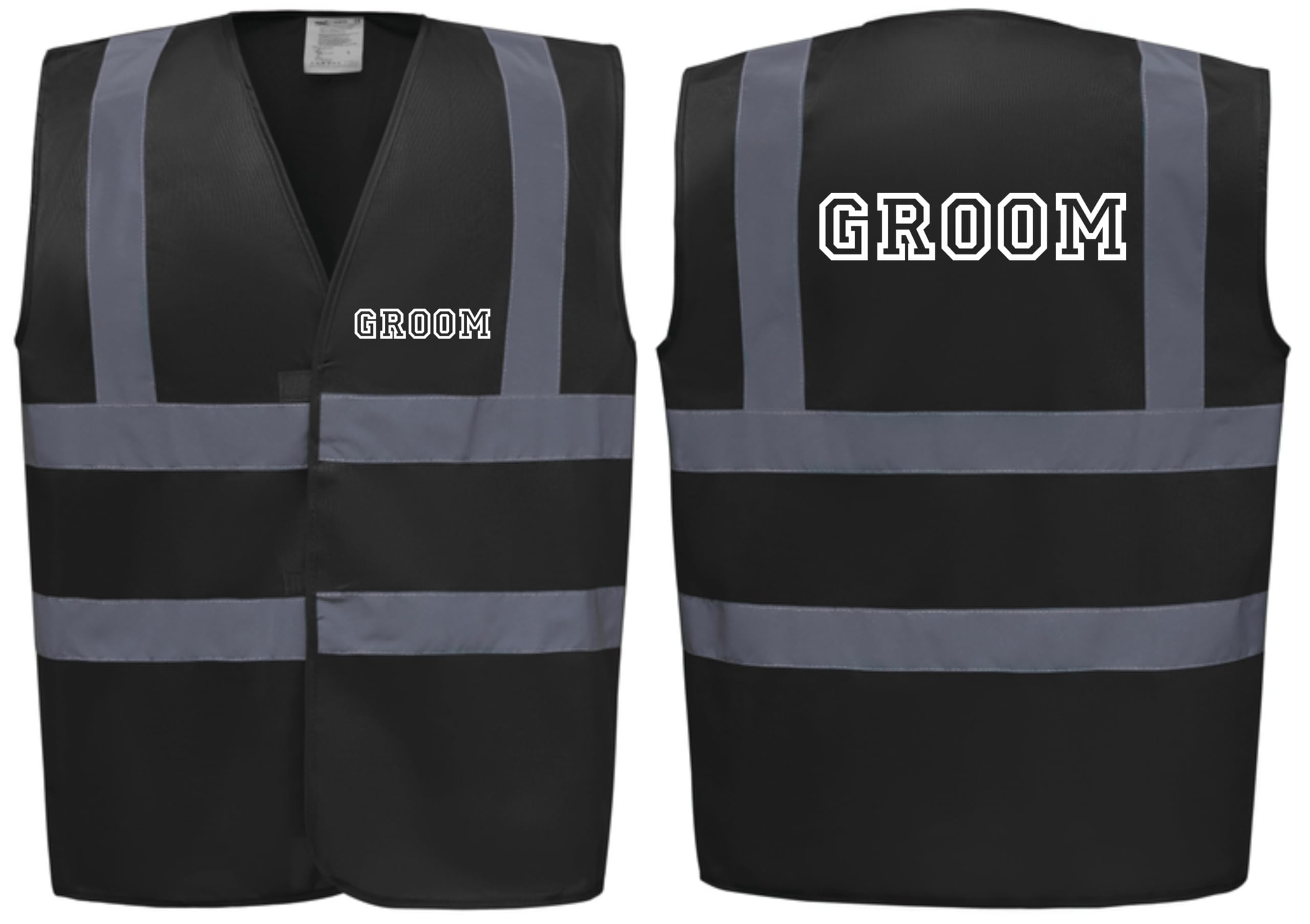 Brook Hi Vis Uk Unisex Black Groom Stag Vest! Hi Vis Vest -Ideal For Stag Do & Stag Nights Large