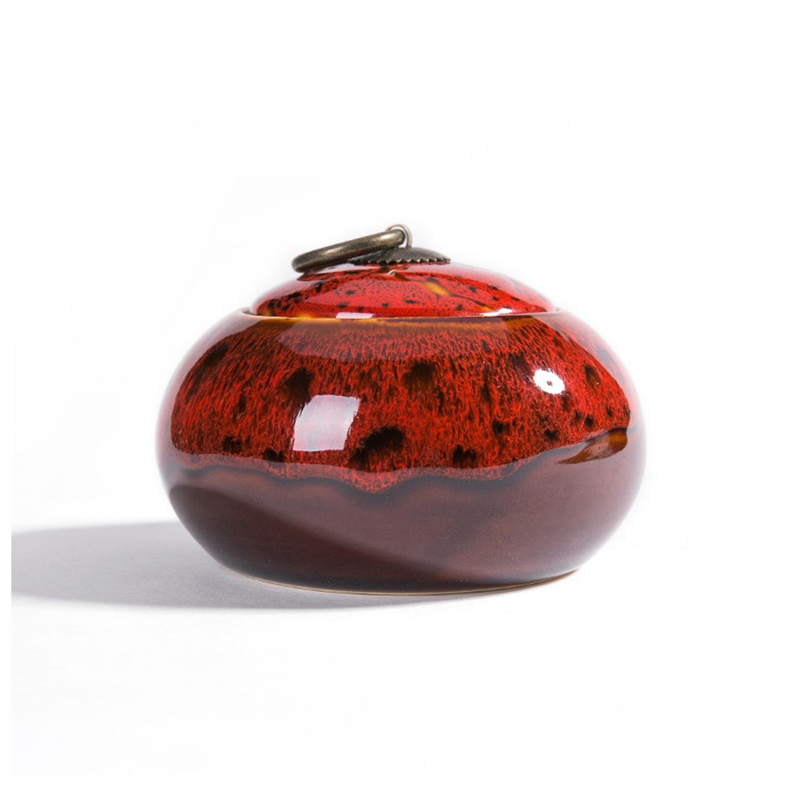 XYUERU Porcelain tea box tea caddy vintage storage jar airtight teapot storage box ceramic tea set with airtight lid cans for tea coffee beans candy spices(Red)