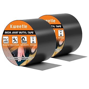 Joist Tape for Decking 4 x 50', 2 Pack Butyl Joist Tape Deck Joist Flashing Tape for Wood Beams Building Joists,Waterproof& Super Adhesion&Weather Resistance