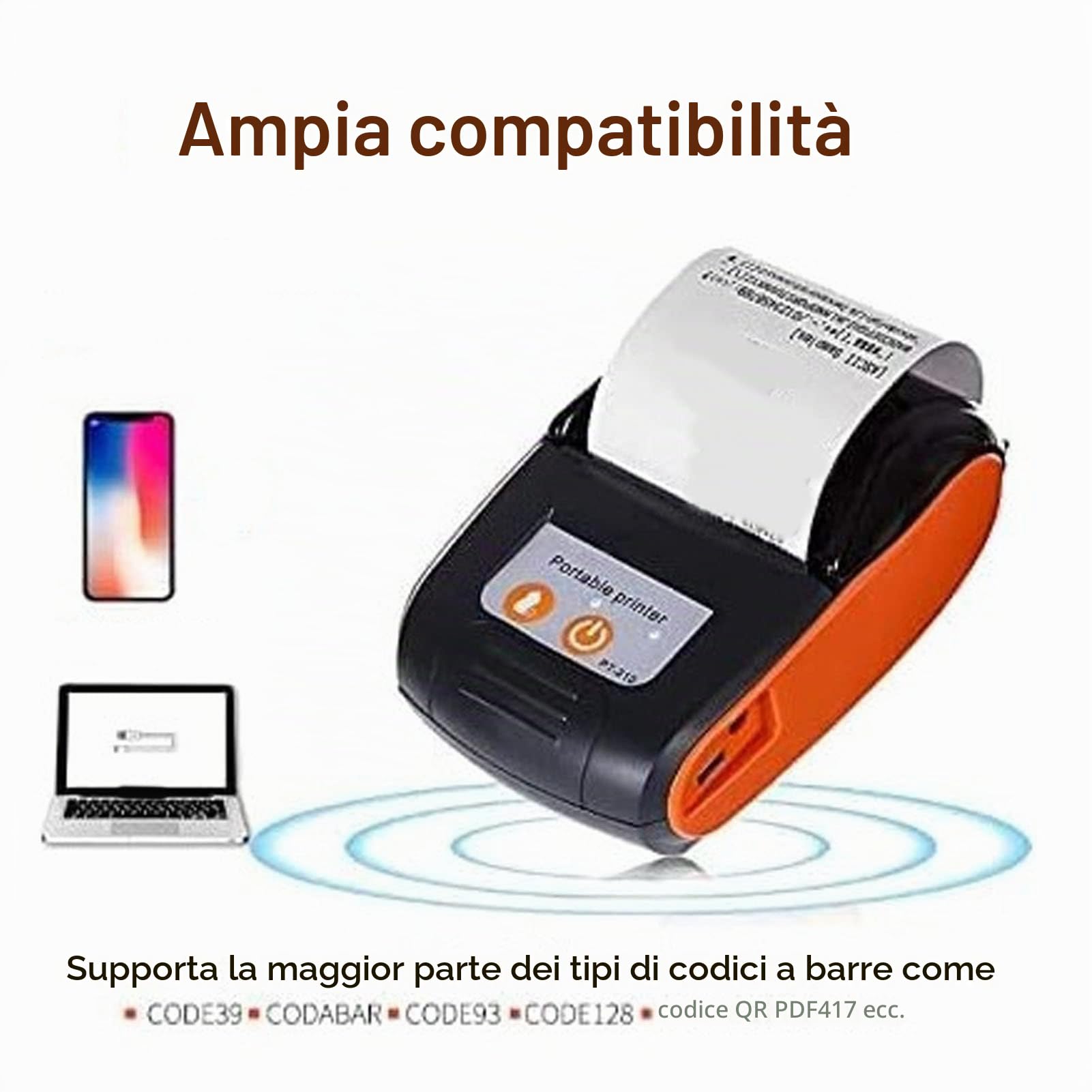 Bewinner Stampante Termica Portatile 58mm Bluetooth per Ricevute POS, Mini Stampante senza Fili per Commercio Ristoranti e Attività