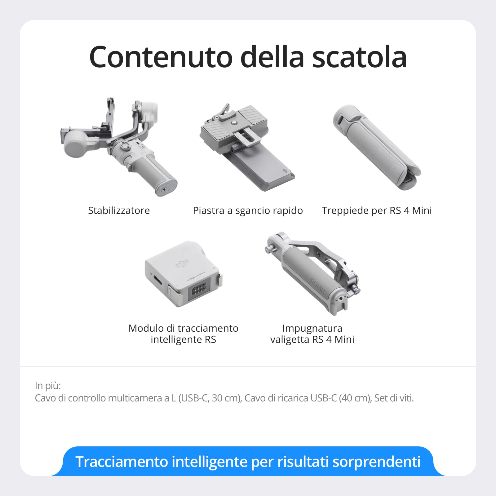 DJI RS 4 Mini Combo, stabilizzatore per fotocamera Canon/Sony/Panasonic/Nikon/Fujifilm, blocchi automatici degli assi, 2 kg di carico, stabilizzatore per fotocamera, impugnatura a valigetta