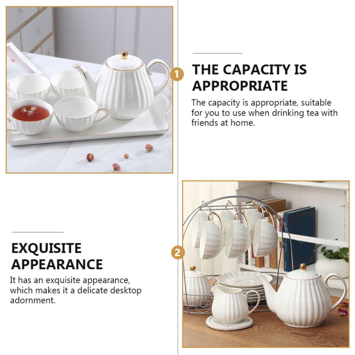 Kichvoe Tetera Capacidad Apropiada de Cerámica de Color Claro Diseño Delicado y Elegante para Hacer Té Adecuado para Beber Té Amigos en Casa