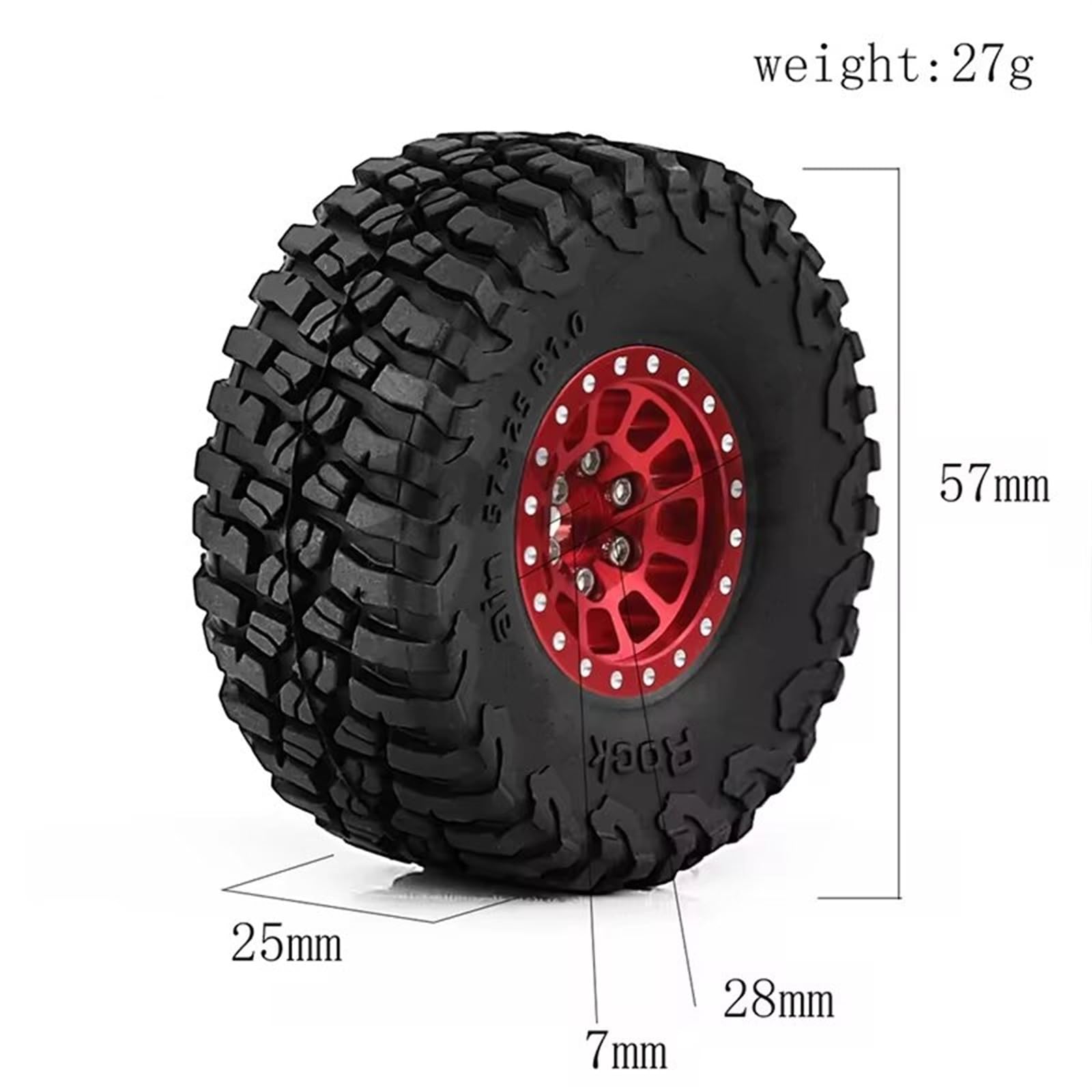 RC Neumático Coche para Axial para SCX24 para TRX4M para FCX24 4 Uds Metal 1,0 Beadlock Llanta De Rueda Juego De Neumáticos De Goma para 1/18 1/24 RC Crawler Piezas De Mejora