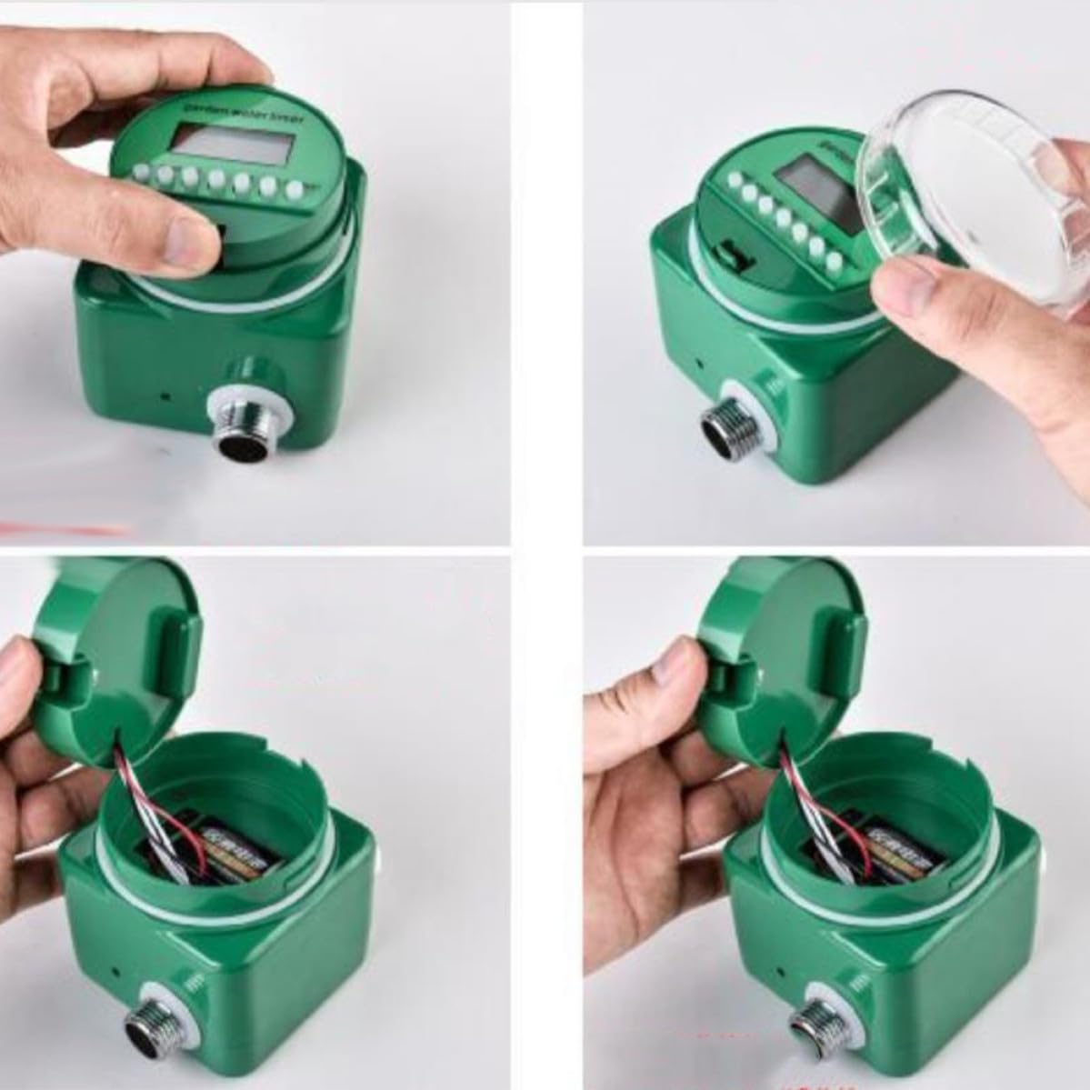 Timer per Irrigazione Automatico 9v Display Lcd, Controller per Irrigatori da Giardino in Plastica, Flusso >20l/min, per Impianti Irrigazione Esterni