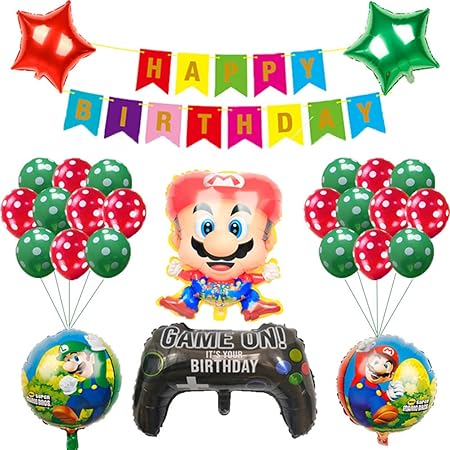 Amazon 風船 誕生日 バルーン マリオ バースデー 飾り 飾り付け 女の子 お姫様 お祝い パーティー風船 風船セット 子供の日 男の子 パーティー イベント 装飾 記念日 お誕生日会 ハッピーバースデー Happy Birthday 誕生日バルーン キャラクタ4 風船 バルーン