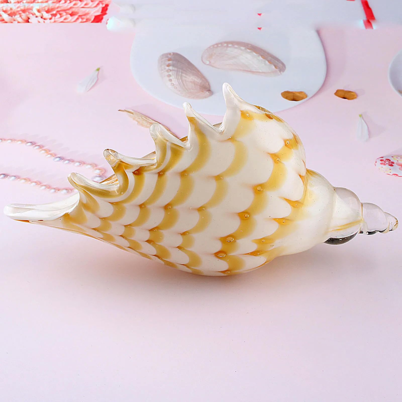 Muscheln, Glas Muscheln Gelb Kunst Hand Geblasen Figurine Home Dekoration Ornament