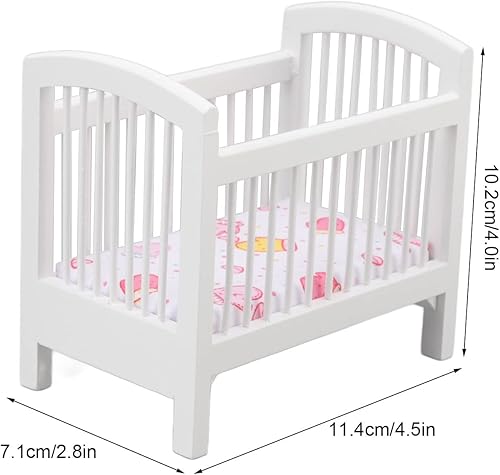 Miniatura 4 de Cama de muñeca para bebé, muebles de casa de muñecas, juguetes de madera para muñecas, cuna de muñeca bonita y brillante y vívida, casa de muñecas