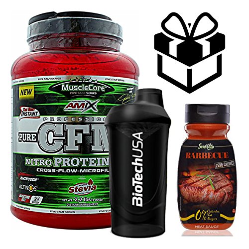 MuscleCore CFM Nitro Protein Isolate - 1kg Double Chocolate + Sauce + Mixer