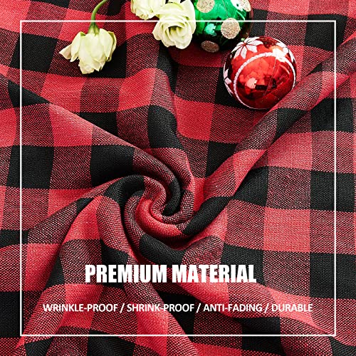 Christmas Tablecloth Buffalo Plaid Tablecloths-Cotton Gingham Table Cloth for Kitchen Restaurant Farmhouse Holiday Decor (Rectangle/Oblong, 55x70,Red and Black) – Image 3