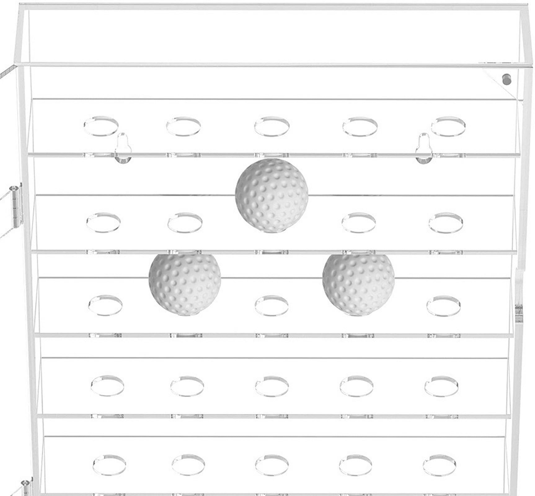 Klarer Acryl-Golfball-Präsentationsständer, 6-stöckiger Präsentationsständer mit Tür, Golfball-Halter-Vitrine für 30 Bälle