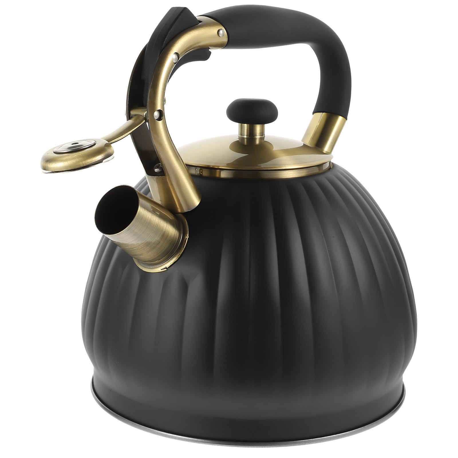 Holibanna Bollitore per Acqua da 3,5l in Acciaio Inossidabile Nero Manico Ergonomico e Dispositivo Automatico a Fischio per Ebollizione Rapida in Cucina Colore Casuale