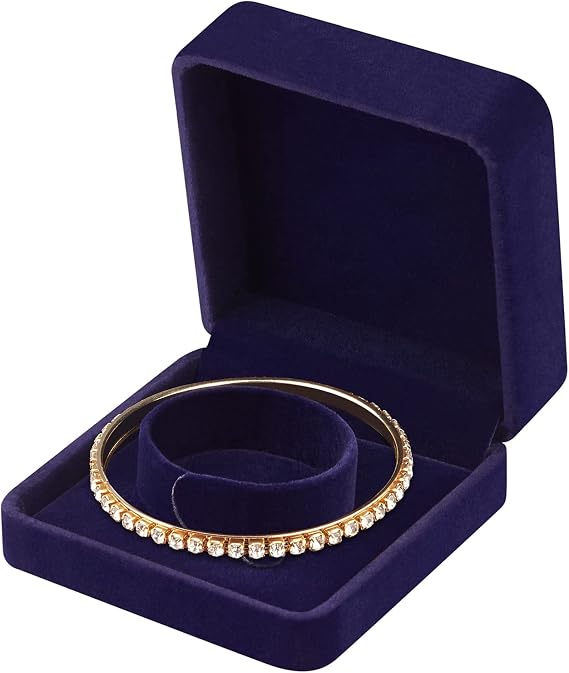 LETURE 4 Pieces Classic Velvet Bracelet Bangle Pendant Necklace Gift Box, Travel Jewelry Box Display Storage Case for Gift, Wedding, Engagement, Proposal, Birthday (4PCS Bracelet-BLUE)