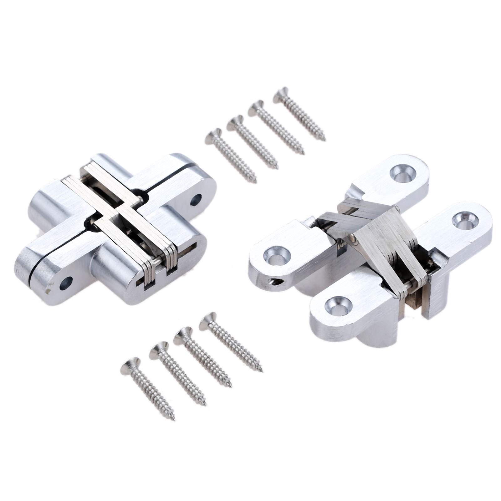 Shundeed 16X70mm 2Pcs 304 Stainless Steel Hidden Invisible Concealed Folding Door ，For Kitchen Furniture Hardware With Screws(16X70mm)