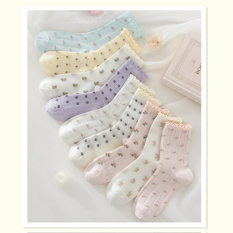 Women Ankle Socks,Sports Breathable Fashion Lace Flash stitching flowers Frilly Ankle Socks4