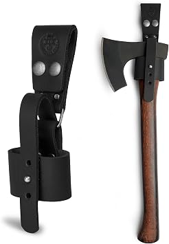 Rustic Axe Holder with Belt Loop, Waist Holder for Axes, Hip Holster for Tools, Thick Full Grain Leather, Handmade