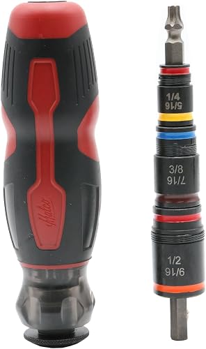 Malco HMTT25A C-RHEX® 7-in-1 Flip Bit Socket Set with Integrated T25 (Star) Bit & Premium Grip Handle – 6 Cleanable Reversible Hex Sizes (1/4"-9/16"), Ultra-Powerful Magnet