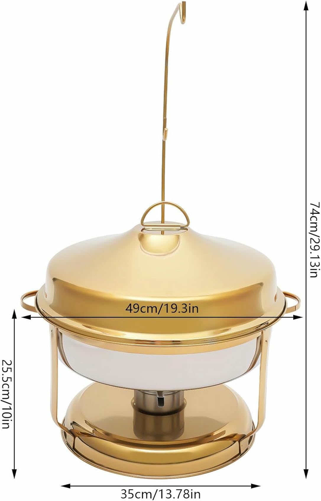 Juego de platos para bufé, calentador de alimentos redondo portátil de acero inoxidable con tapa, para restaurantes, catering, fiestas, color dorado