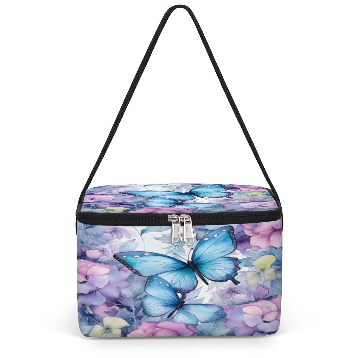 GzLeyigou Butterfly Beautiful Lunch Bags for Women Men 9 Cans, Hot & Cold Food Delivery Bag Insulated Grocery Bag Insulated Lunch Box Floral Cooler Bag for Office Work Picnic Beach
