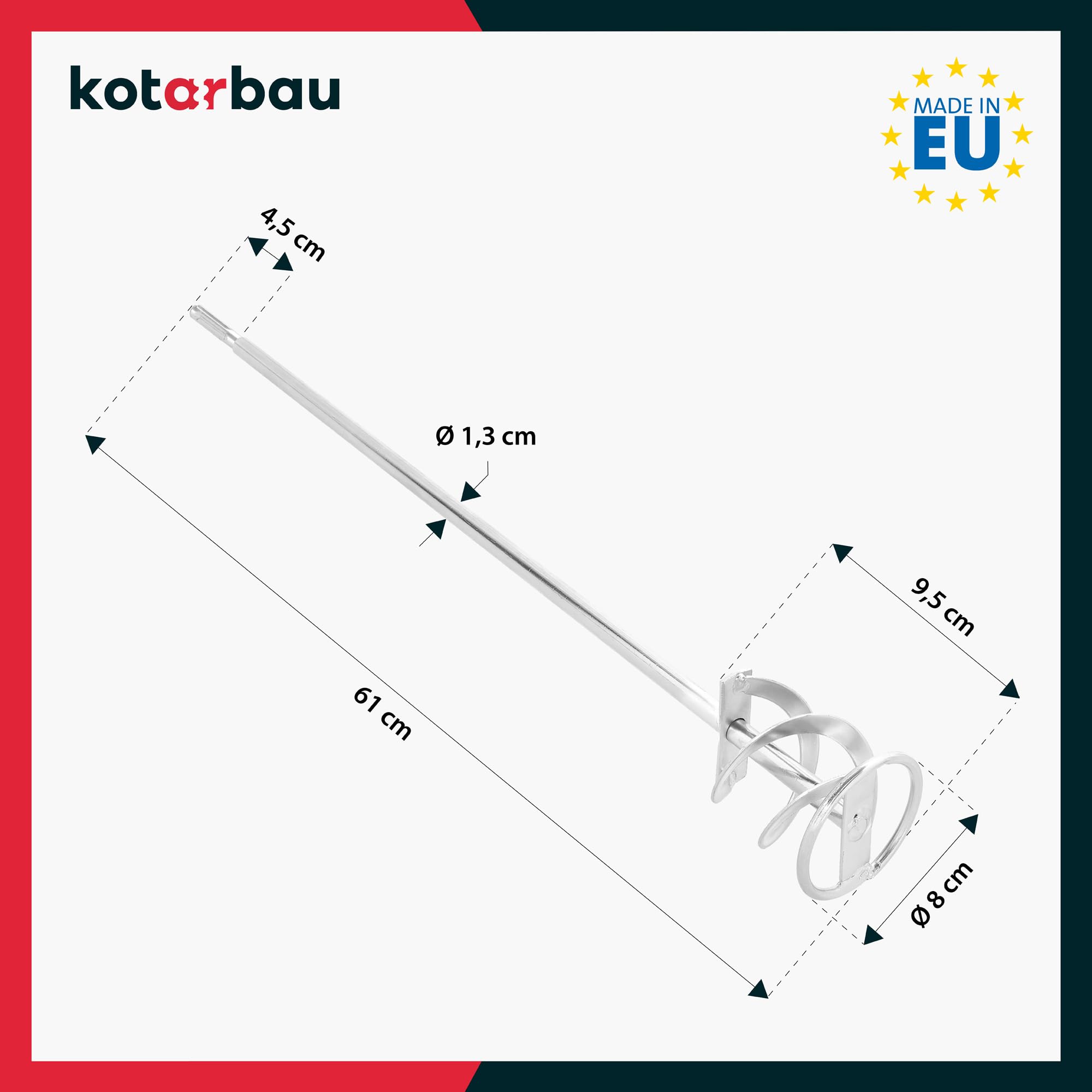 KOTARBAU® Mélangeur de mortier en spirale 80 mm pour ciment, plâtre, couleurs, panier mélangeur en spirale, mélangeur de couleur, batteur de peinture, batteur de plâtre SDS Plus