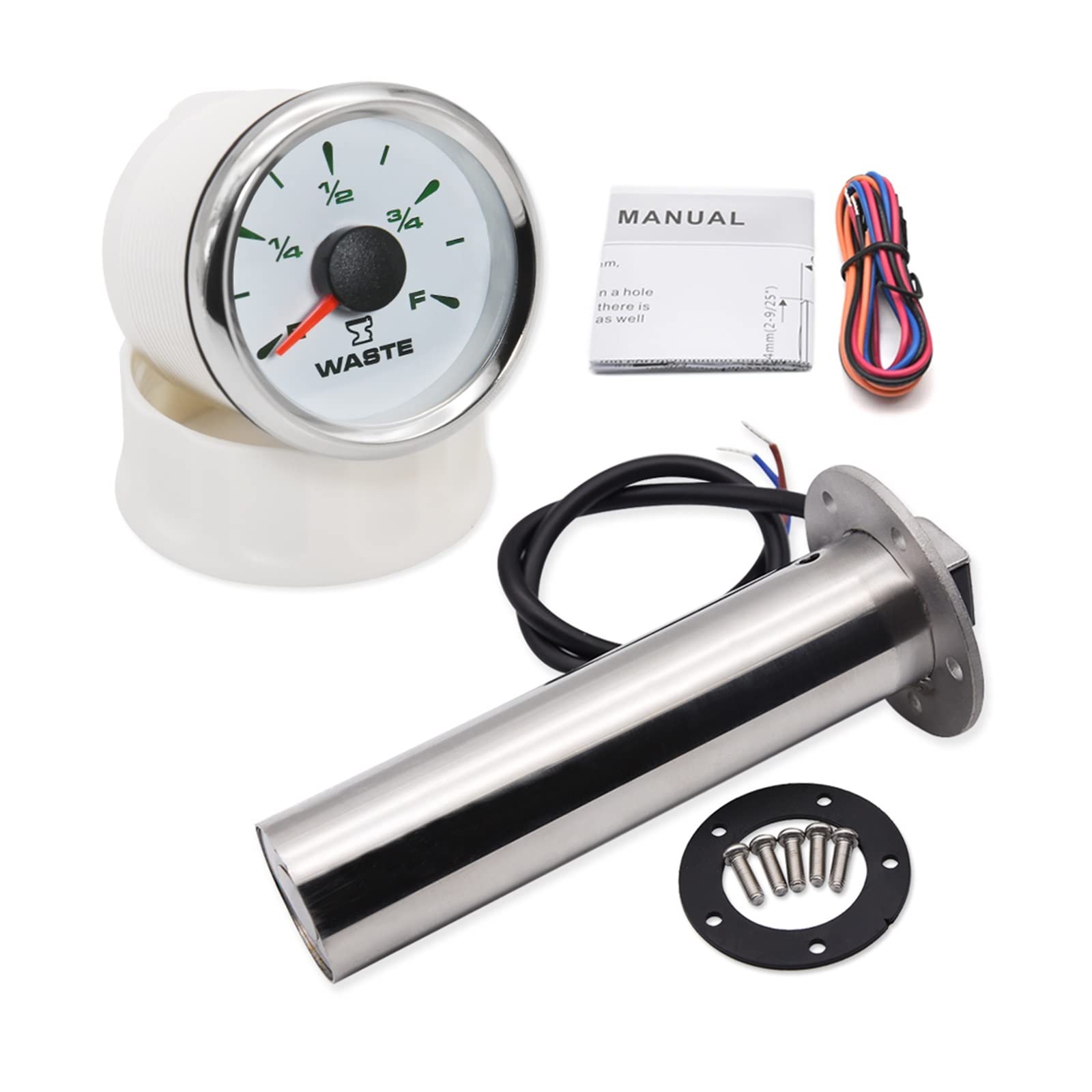 Cfwwsaq T Liquid Level Meter, Sewage Level Gauge With 0-190 Ohm Sewage Level Sensor Water Level Indicator Fuel Level Sensor 7 Colors(250Mm)