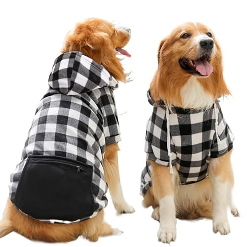 フリースドッグパーカー - ポケット付き 大中小型犬猫用 温かい冬服 リード穴付き(Black B,M(2.5-4kg))