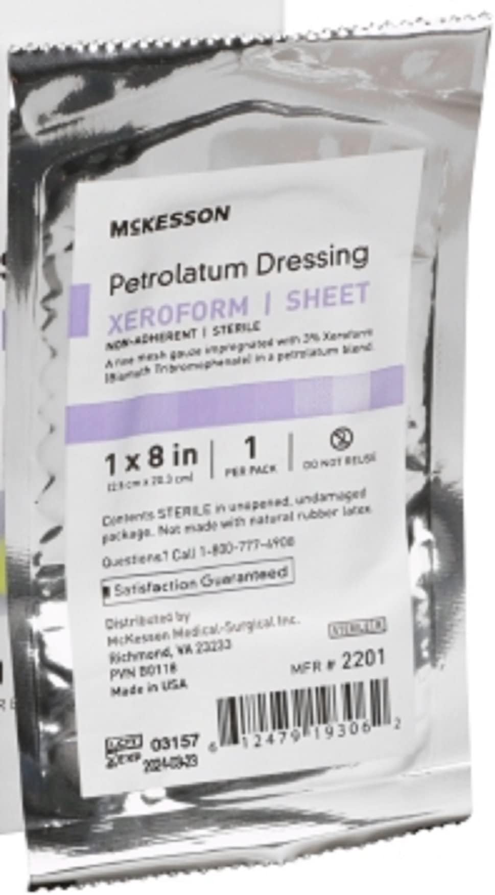 Xeroform Petrolatum Dressing - Impregnated Gauze Dressings for Burn and Wound Care - 1 in x 8 in, 8 Pack