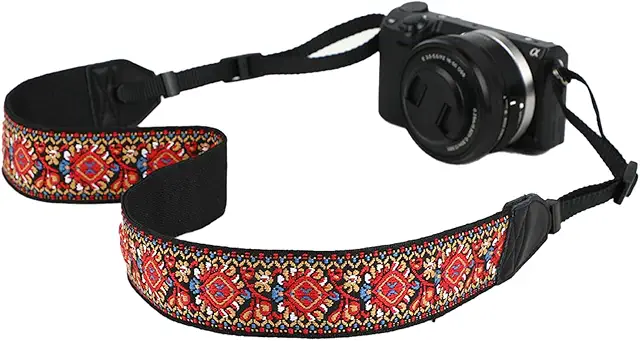 Sangle Appareil Photo Réglable Ergonomique - Lanière Universelle pour Reflex/Numérique (Noir)