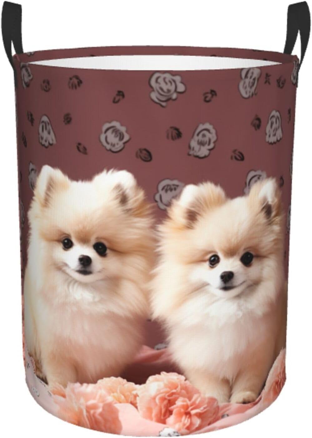 Tall Laundry Basket Pomeranians Puppies and Point Laundry Hamper Foldable Dirty Clothes bags Washable Toys Storage Basket Organizer Bins Basket for College Dorm, Bathroom, Bedroom