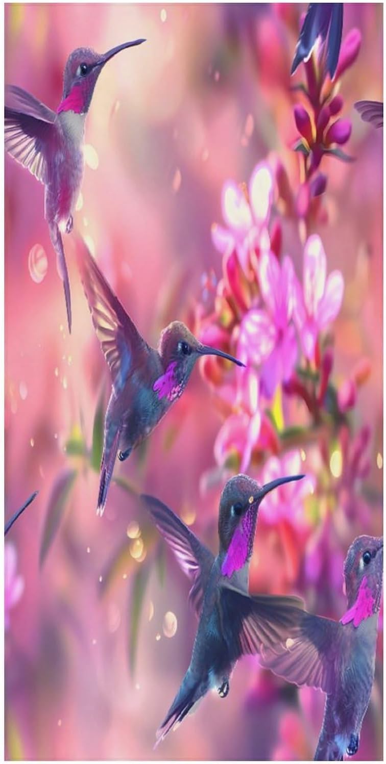Hummingbird Bath Towel Beach Towels Quick Dry Oversized Bath Blanket Highly Absorbent Towel for Women Men 160x80cm