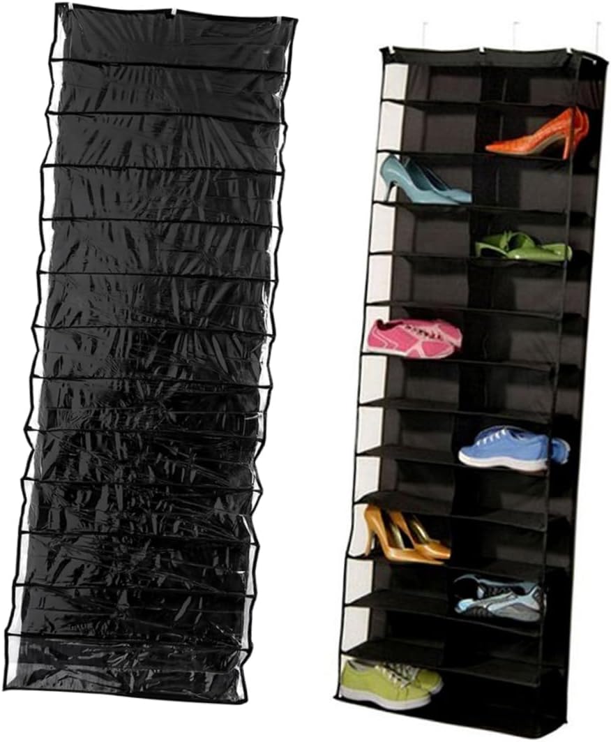 Cabilock 2PCS Over the Door Shoe Organizer Hanging Rack with Space Saving Shoe Storage for Closet Bedroom Dorm Room Black Hanging Storage