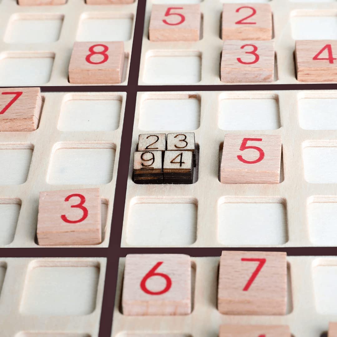 Yuri's Toys Wooden Sudoku Board Games with Mini Number Pieces Thinking