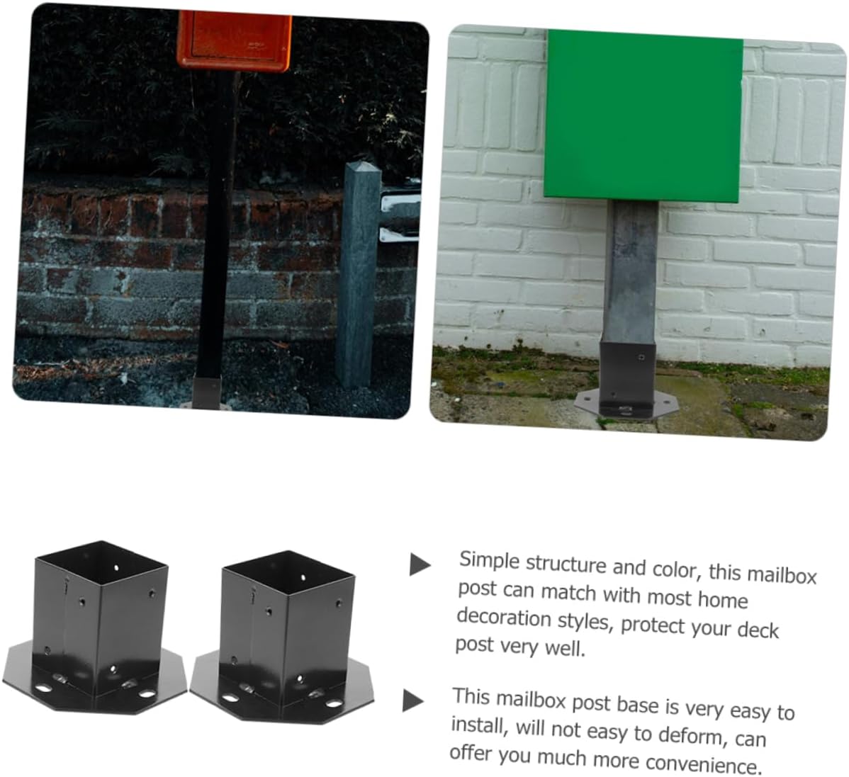 Gadpiparty 2pcs Heavy Duty Metal Deck Base for Mailbox Post Sturdy Support Bracket Easy to Install Deck Post Protector for Mailboxes and Design for Use
